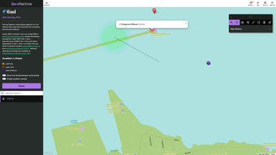 Sensor data based alert for dangerous currents in port of Heraklion. Geomachine Visualization